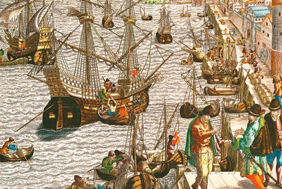 ‘Departure from Lisbon for Brazil, the East Indies and America’, by Theodore de Bry, 16th century