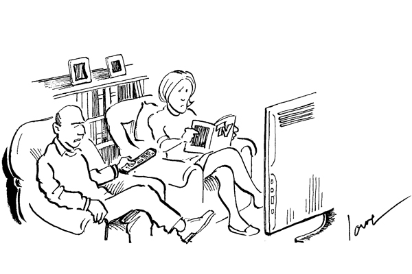 ‘Well, that’s my 50 minutes of pointless channel-hopping! Want the remote?’