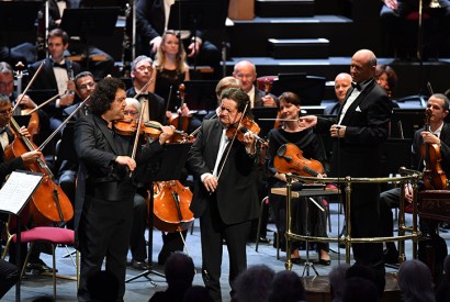 Jozsefs Lendvai and Lendvay with Ivan Fischer and the Budapest Festival Orchestra at the Proms. Image: BBC/Chris Christodoulos