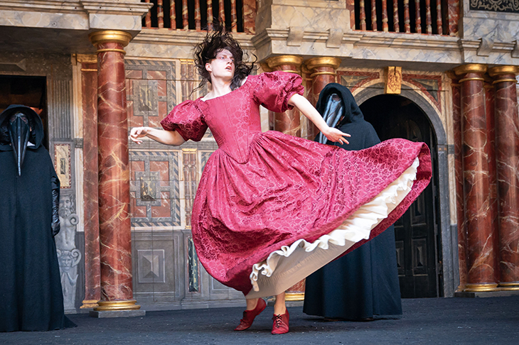 In the pink: Luke MacGregor as Edward Cooper in Eyam at Shakespeare’s Globe