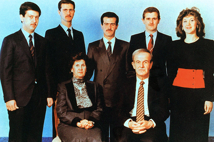 Former Syrian President Hafez al-Assad and his wife Anisa with his children (l-r) Maher, Bashar, Bassel, Majd and Bushra. Photo: Louai Beshara/ AFP/ Getty Images