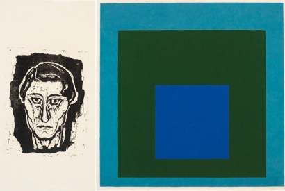 Left: ‘Self-portrait,’ 1916. Right: Homage to the Square: Renewed Hope’, 1951 by Josef Albers