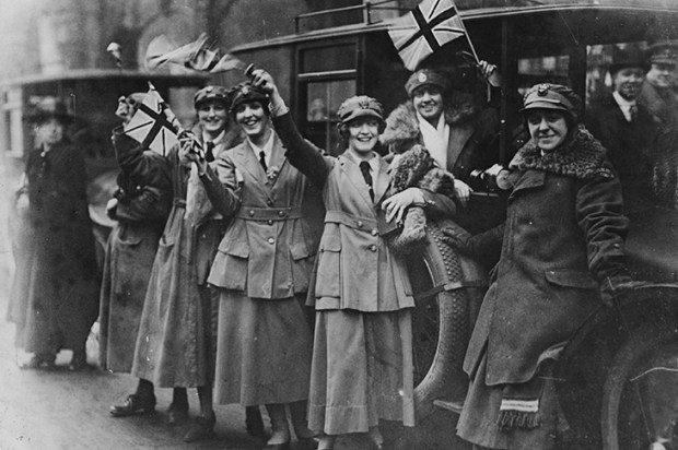 Members of the Women’s Royal Australian Naval Service (WRANS) celebrate Armistice Day, 1918 in London