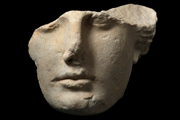 Face of young woman partially destroyed, dating from the 1st century BC, found at Tivoli, Italy. Credit Getty Images