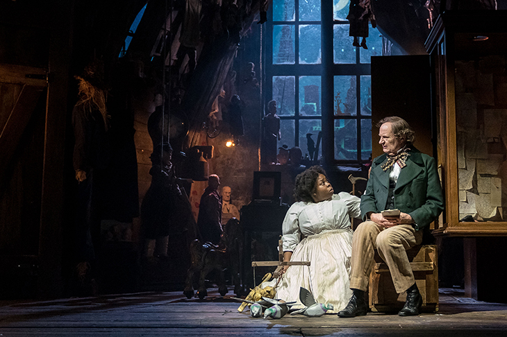 Joanna Murray-Smith as Patricia Highsmith in Switzerland at the Ambassadors Theatre. Photo: Robbie Jack/ Corbis via Getty Images