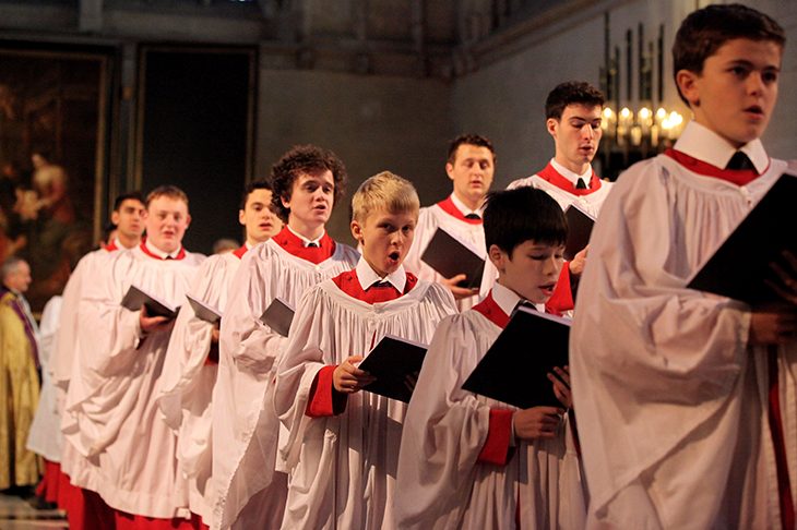 King’s College, Cambridge choir rehearse A Festival of Nine Lessons and Carols.
