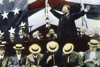 Theodore Roosevelt campaigning in the summer of 1912