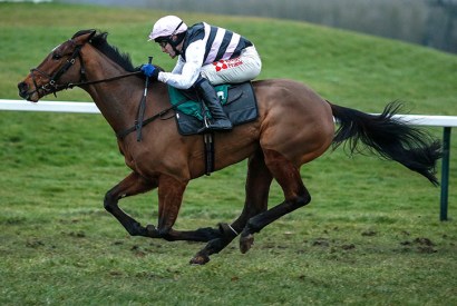 Tom Scudamore riding Know The Score wins the Visit Our Shop 'Star Sports Mayfair' Standard Open NH Flat Race at Towcester racecourse, 14 February, 2018