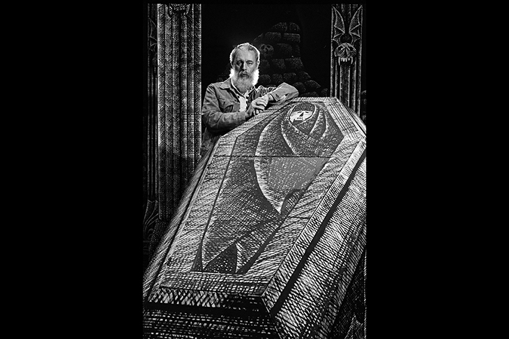 ‘There is so little heartless work around. So I feel I am filling a small but necessary gap.’ Edward Gorey photographed in 1977 on the set he designed for the Broadway production of Dracula