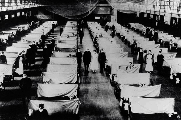 Warehouses were converted in 1918 to keep patients suffering from the flu pandemic in quarantine. Credit: Getty Images