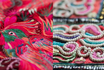 Detail of Miao embroidery from south-west China. Motifs, inspired by ancient Miao songs and legends, are handed down from generation to generation