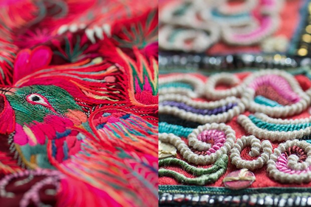Detail of Miao embroidery from south-west China. Motifs, inspired by ancient Miao songs and legends, are handed down from generation to generation