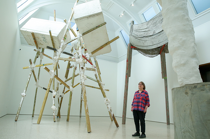 Careful, Phyllida: the artist posing by her rickety sculptural wonderland at the RACareful, Phyllida: the artist posing by her rickety sculptural wonderland at the RA