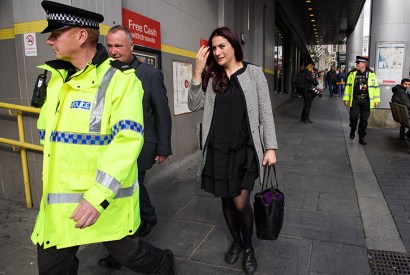 Luciana Berger is escorted by police to Labour’s party conference last year after anti-Semitic attacks on Twitter [GETTY IMAGES]