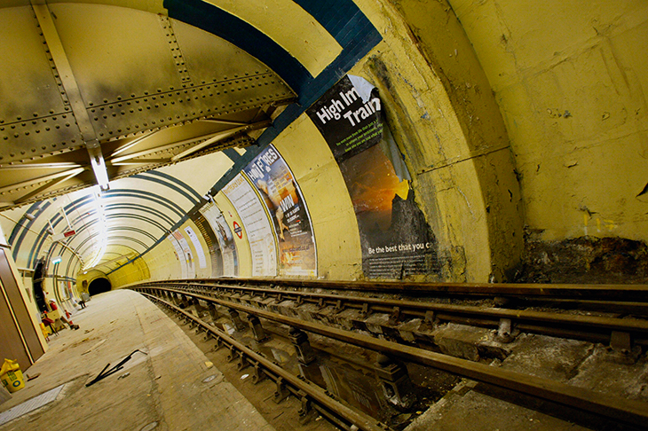 The deserted platform 1 at Aldwych