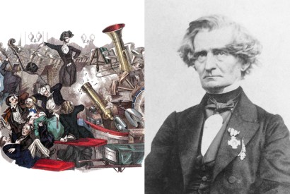 Left: cartoon of Hector Berlioz published in the Wiener Theaterzeitung in 1846. Right: the composer in 1863, aged 59