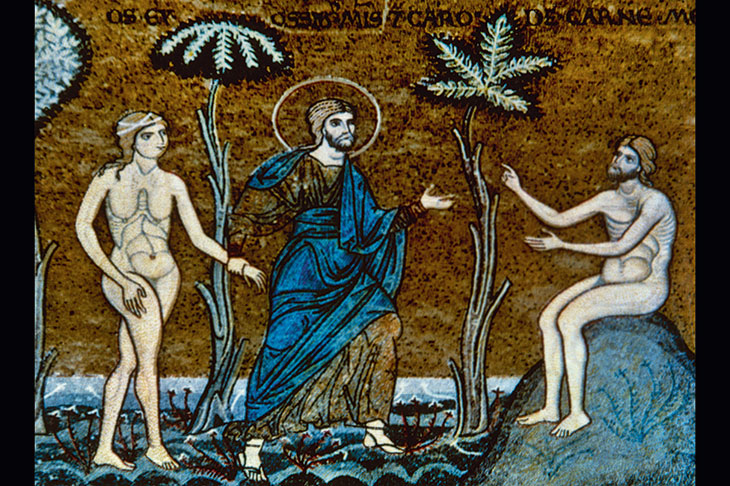 The creation of Adam and Eve, depicted in a 12th-century Byzantine mosaic from Monreale, Sicily
