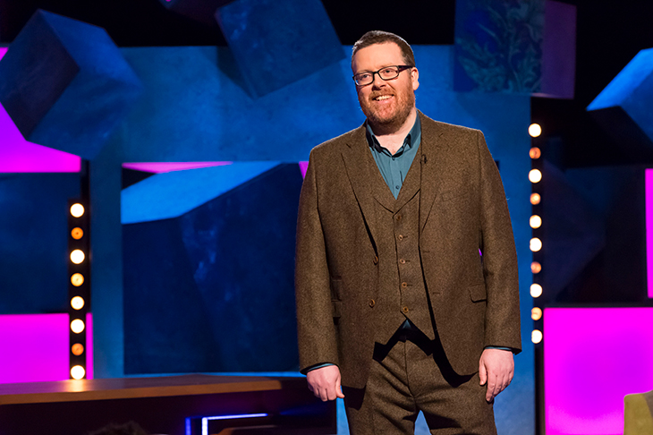 Frankie Boyle's New World Order, on which the comic is paid to say the totally and predictably sayable. Image: BBC/ Endemol Shine UK/ Brian J Ritchie