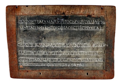 It’s all Greek to me: a schoolchild’s homework on a wax tablet, Egypt, 2nd century AD
