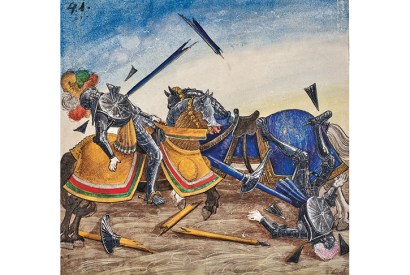 Lance encounters: a plate from The Book of Tournaments, Maximilian’s remarkable encyclopedia of jousting