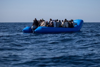 An inflatable boat with 47 migrants is rescued off Libya’s coast in January 2019. Credit: Getty Images