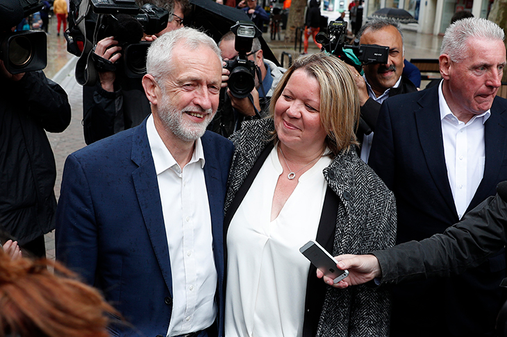 Jeremy Corbyn with new MP Lisa Forbes after her victory in the Peterborough by-election (Getty)