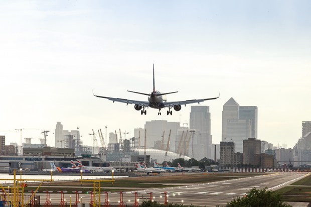 Top flight: A plane lands at London City Airport