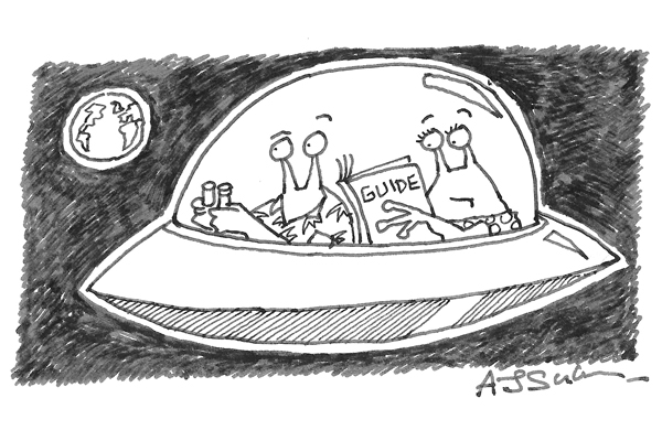 ‘It says if you do visit Earth, don’t land at the airports.’