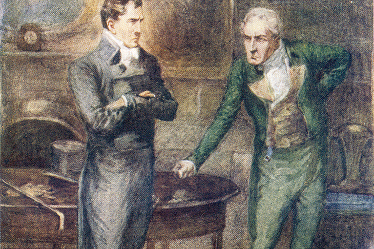 Henry Tilney, a younger son and beneficed clergyman, defies his father in a scene from Jane Austen’s Northanger Abbey